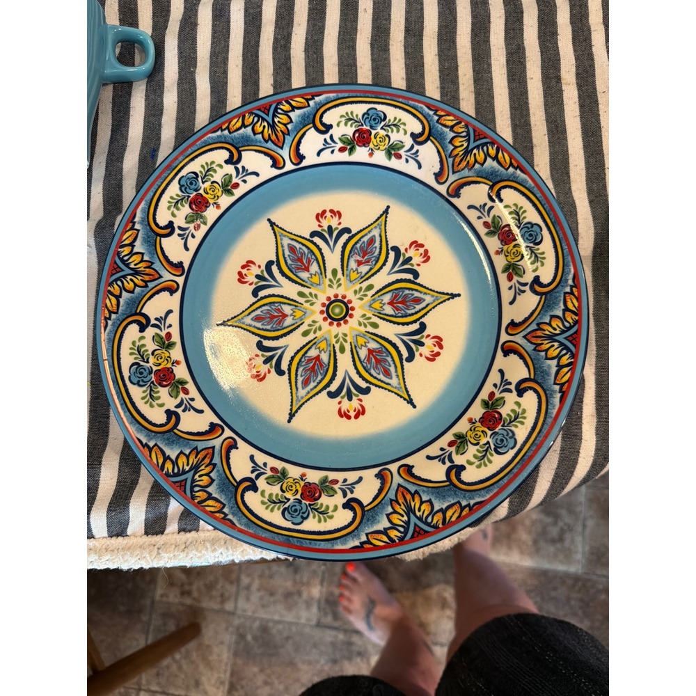 Euro Ceramica Zanzibar Dinner Plate 10.75" Spanish Floral Ceramic